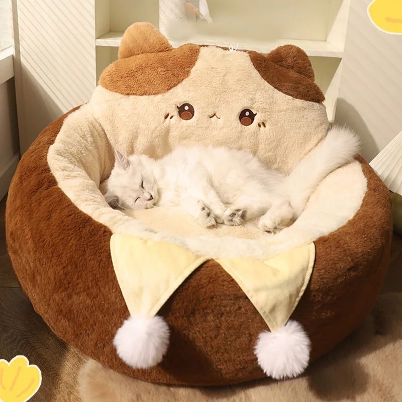 Soft Round Pet Bed Cushion For Warm Deep Sleep Comfort